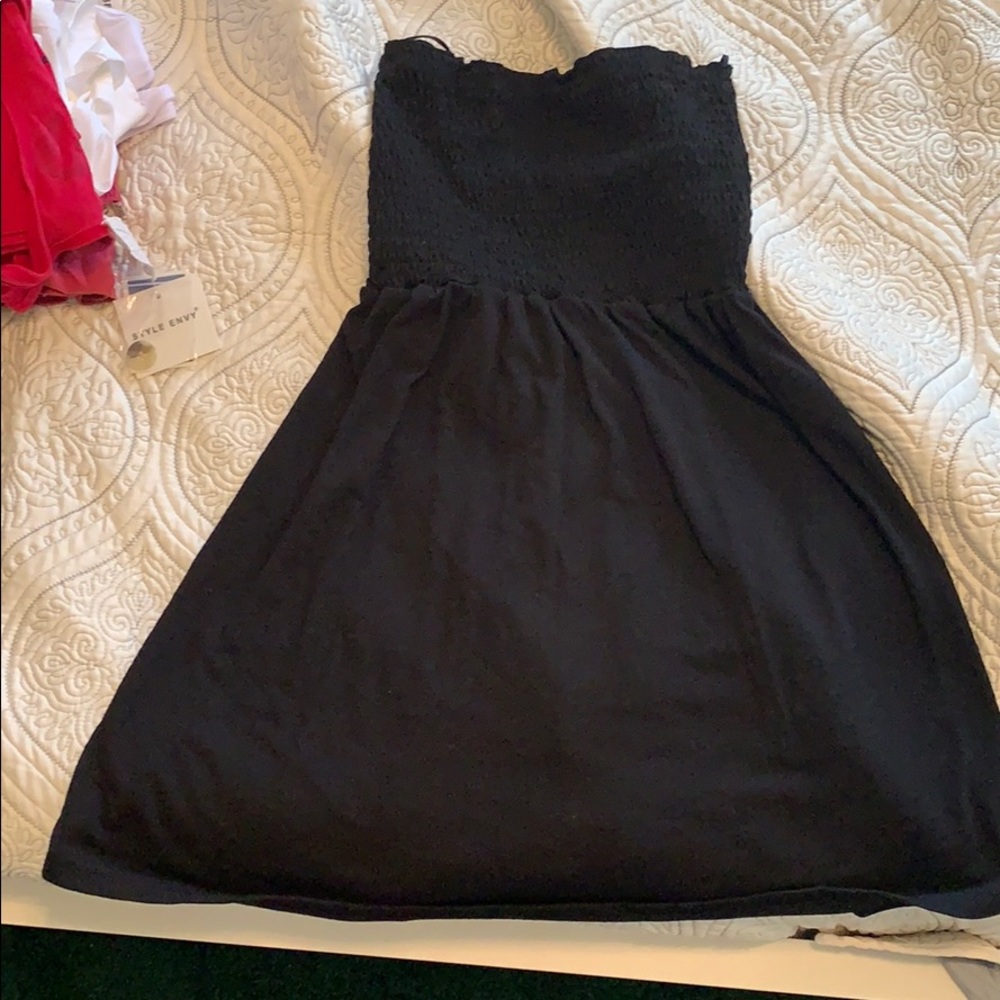 Black strapless dress